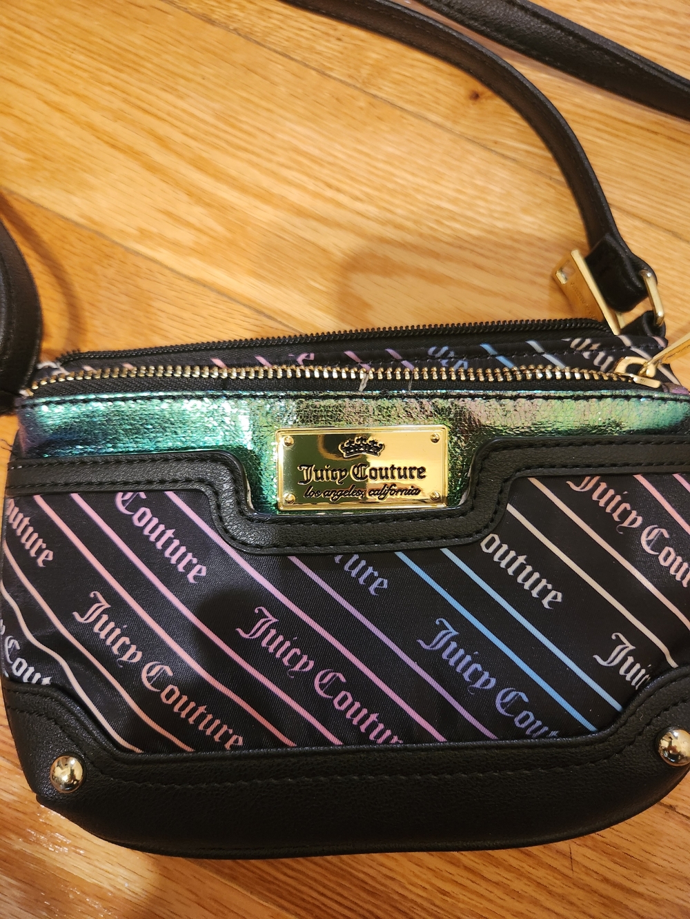 Juicy Couture Black Crossbody Bag with Iridescent Trim
